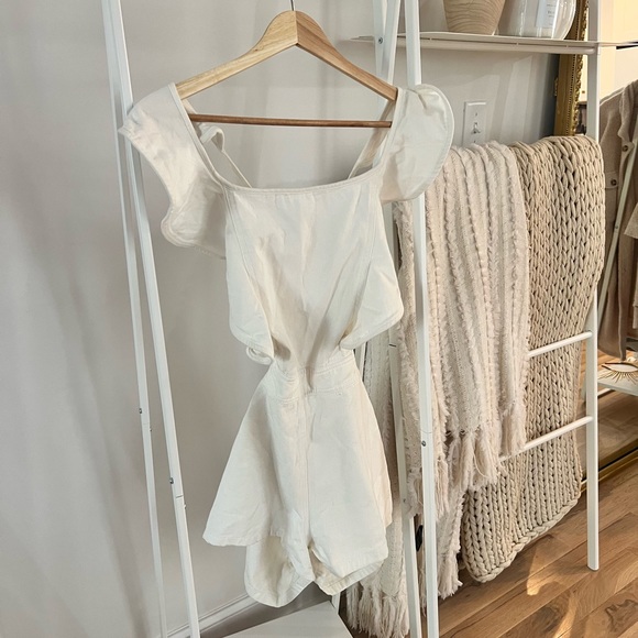 White Ruffle Romper - Picture 3 of 6